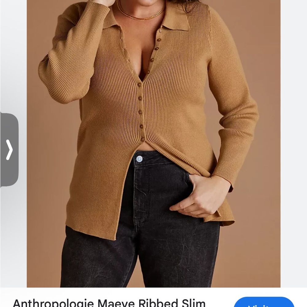Anthropology Maeve Ribbed Button-Up Cardigan
